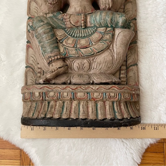 EXOTIC HINDU GODDESS WOOD SCULPTURE - Picture 5 of 7